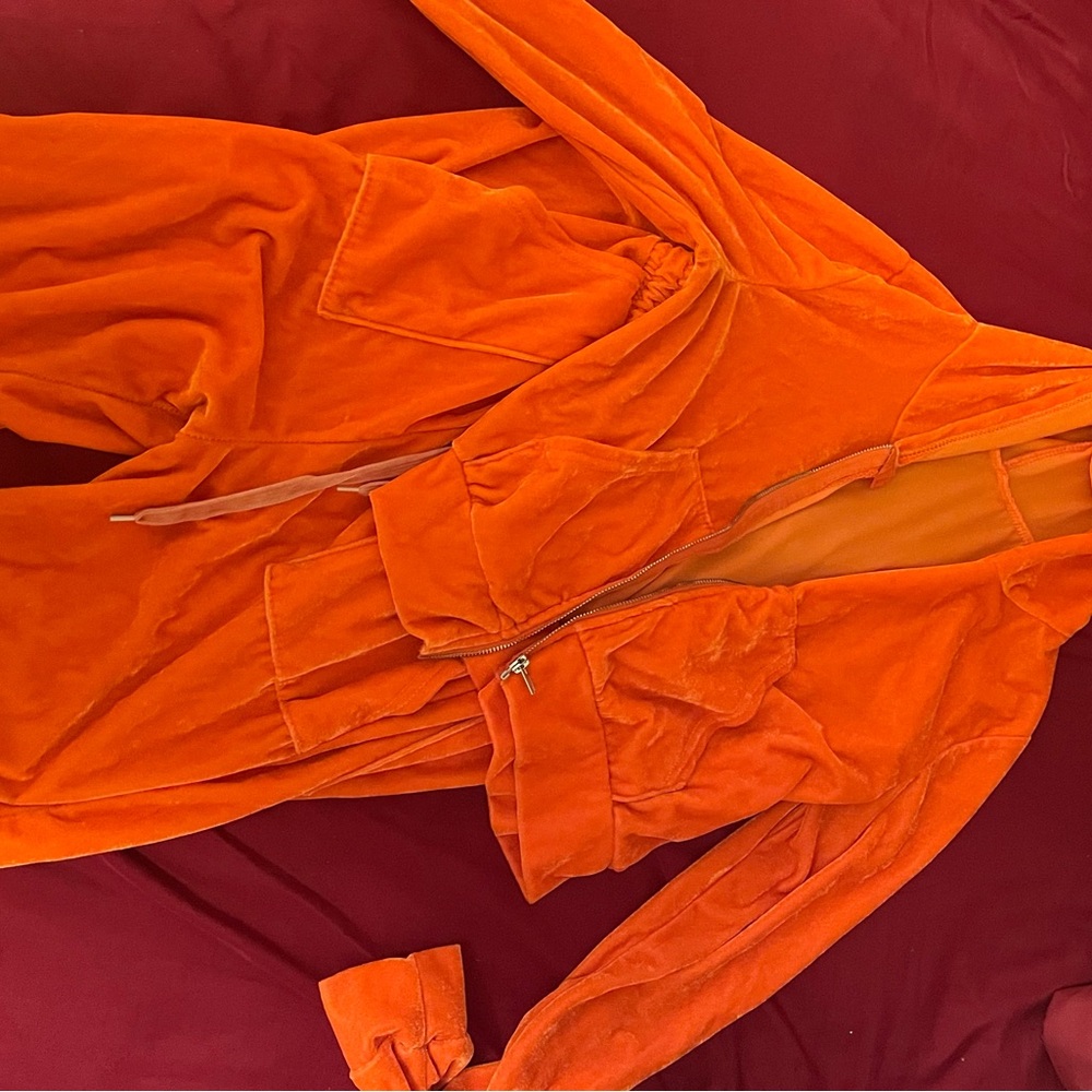 Women's Orange Velvet Jacket